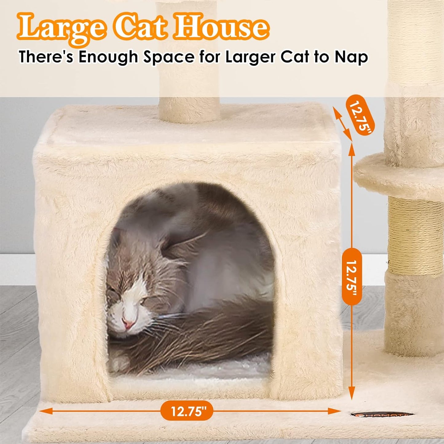 Cat Tree Tower,  Cat Condo Tree Climbing Frame Furniture with Scratching Post Cat House for Outdoor Indoor Cat Tower Cat Activity Centre for Sleeping and Playing (33.5" Beige)